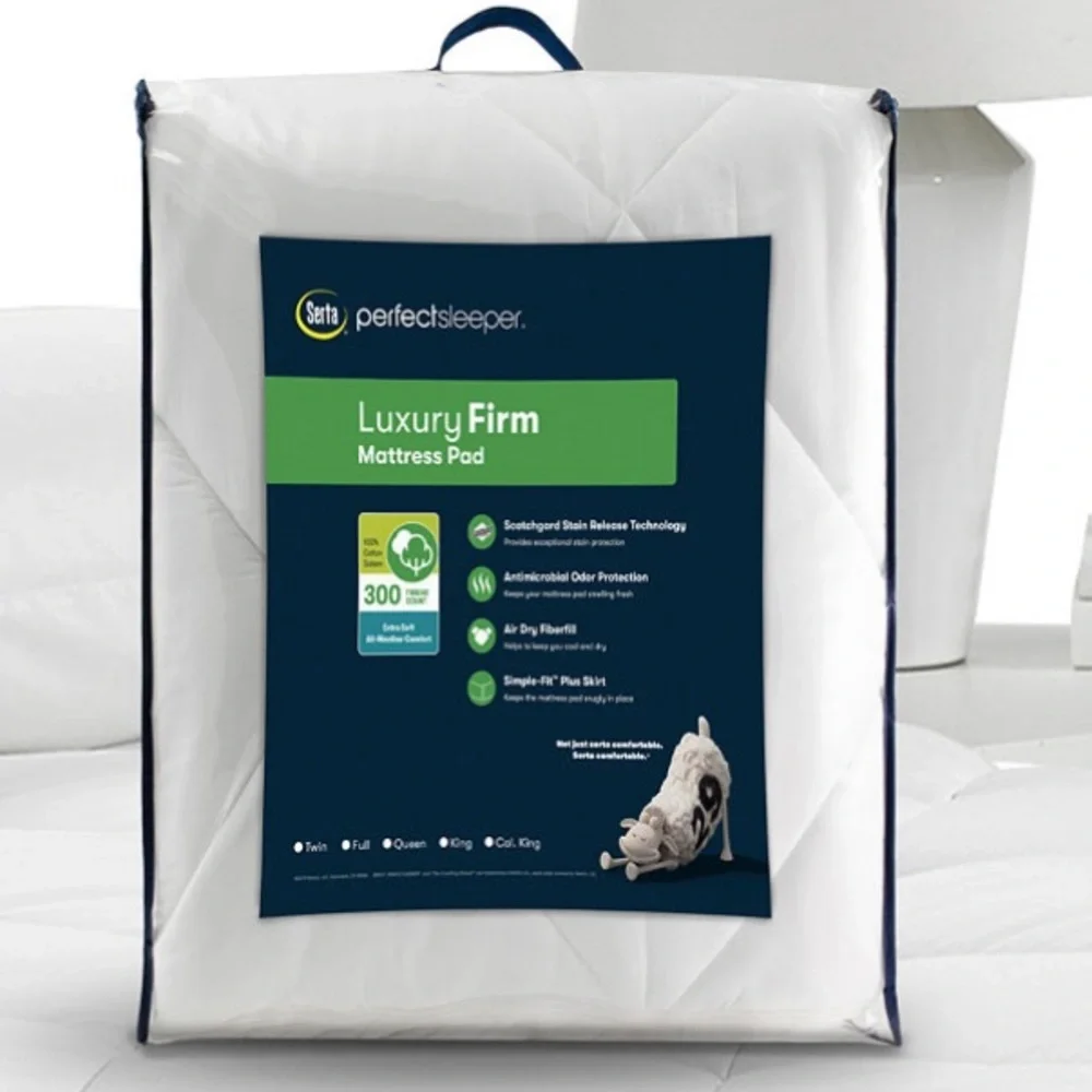 Serta Luxury Firm Antimicrobial Mattress Pad 300 Threadcount, Queen
